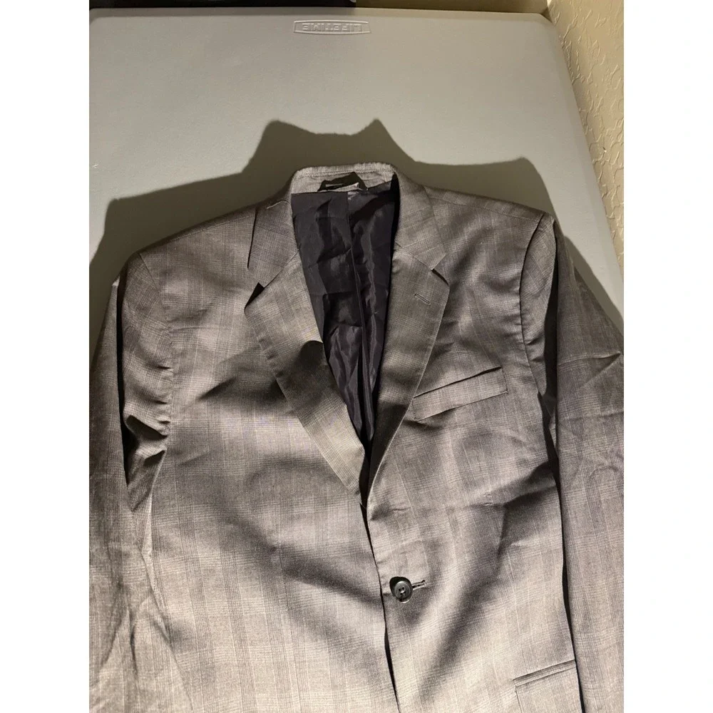 Banana Republic Mens 42R Tailored Fit Grey Plaid Blazer Jacket 415439-00